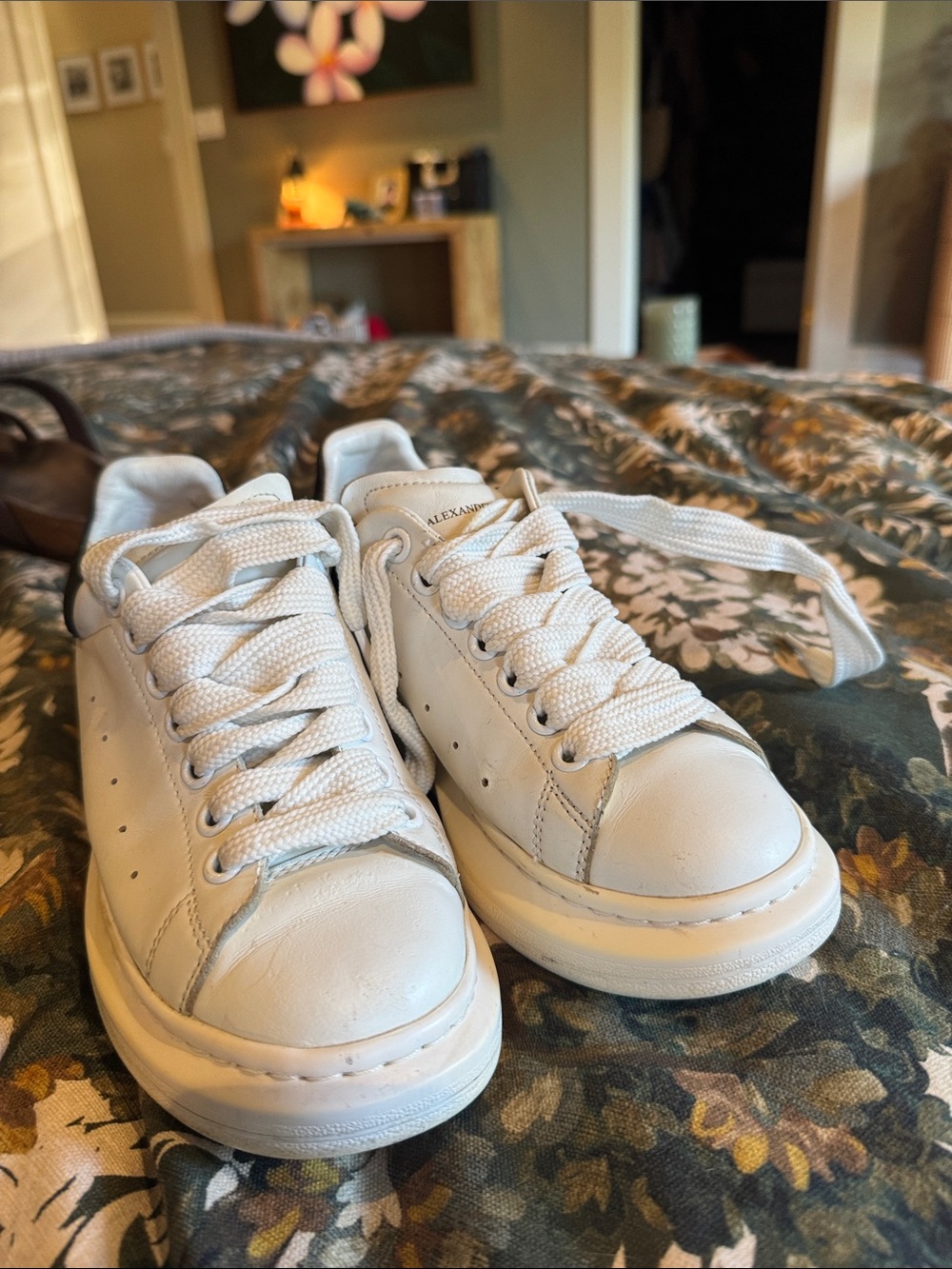 Alexander McQueen White Leather Platform Sneakers